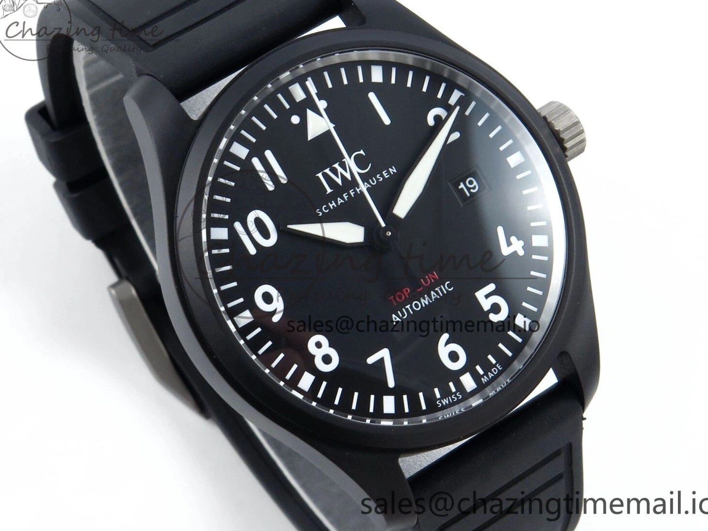 MIROTIME 0219 Pilot Top Gun IW326901 M+F 1:1 Best Edition Black Dial on Black Rubber Strap A SportInspired 6999